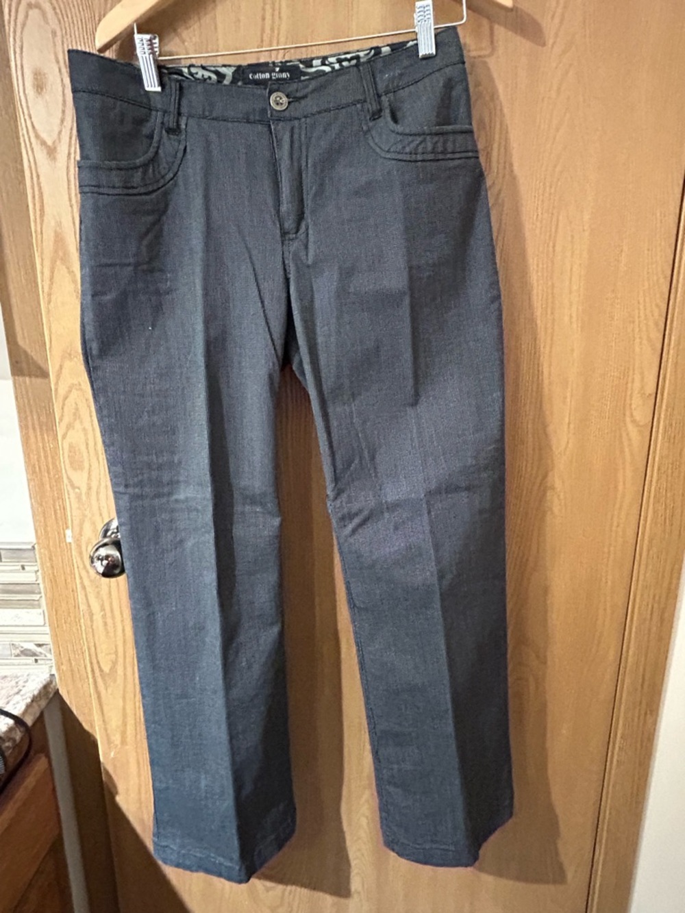 Cotton Ginny Charcoal Gray Straight Leg Pants
